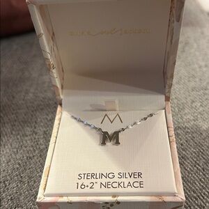 Olivia and Jackson Sterling Silver 'M' Initial Pendant Necklace - 16+2